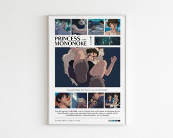 Studio Ghibli Movie Poster, Princess Mononoke, Digital Download, Home Decors, Cinematic Poster