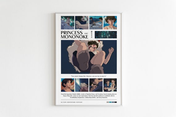 Studio Ghibli Movie Poster, Princess Mononoke, Digital Download, Home Decors, Cinematic Poster