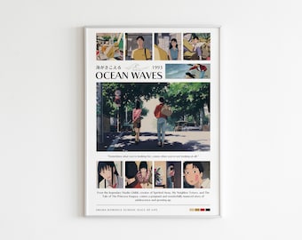 Plakat Studio Ghibli Ocean Waves | Kolaż anime (pobieranie cyfrowe)