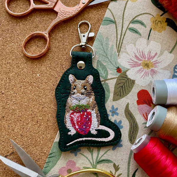 Little Mouse Embroidered Keychain | Cute Animal Keychain