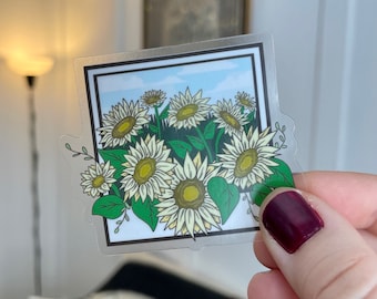 Sunflower Field Transparent Polaroid Vinyl Sticker
