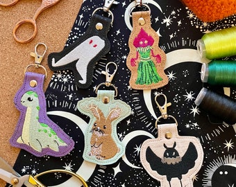 Cute Cryptids Embroidered Keychains