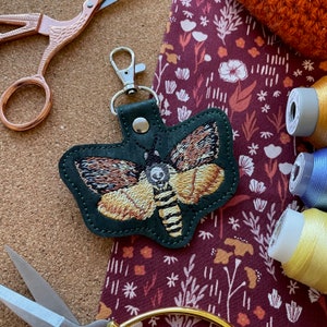 Death’s Head Hawkmoth Keychain | Embroidered Keychain