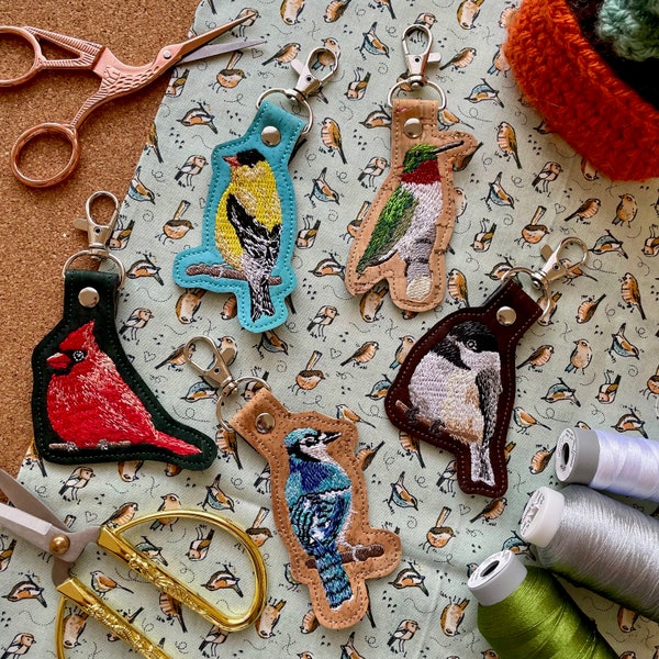 Realistic Bird Embroidered Keychains