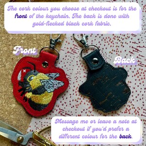 Atlas Moth Cork Fabric Machine Embroidered Keychain image 2