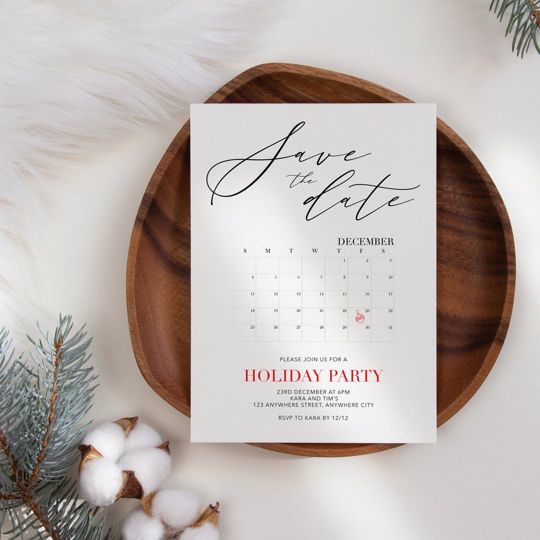 Save the Date Christmas Party Invitation Template Modern Etsy