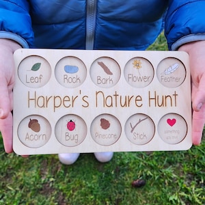 Nature Hunt Board Montessori Scavenger Hunt Personalized Nature Scavenger Hunt Tray Outdoor Scavenger Game Forest School