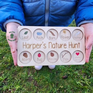 Nature Hunt Board Montessori Scavenger Hunt Personalized Nature Scavenger Hunt Tray Outdoor Scavenger Game Forest School