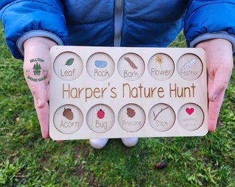 Nature Hunt Board Montessori Scavenger Hunt Personalized Nature Scavenger Hunt Tray Outdoor Scavenger Game Forest School