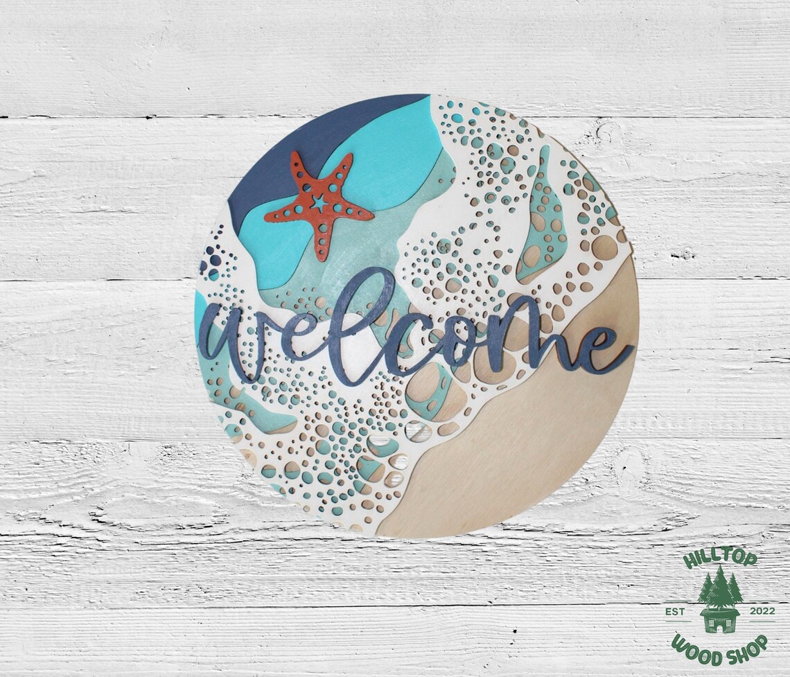 Beach Welcome Sign for Front Door Hanger Ocean Welcome Signs - Etsy