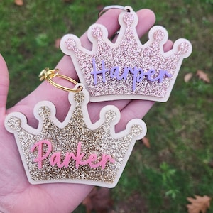 Personalized Princess  Crown Keychain for Bag Name Keychain for Backpack Sports Bag Purse Keychain Custom