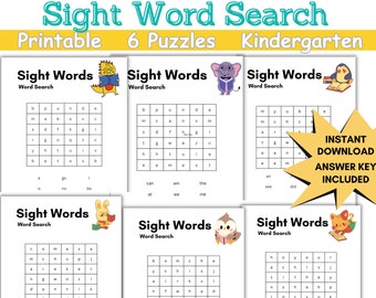 Sight Words Printable, Kid Word Search Puzzles, Worksheet, Kindergarten, Pre-K, Sight Word Activities, Educational Printable