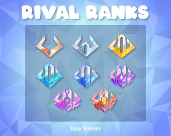 Marvel Rivals Ranks - Abonnenten Badges - Twitch, Kick, YouTube, Live Stream - Sub/Bit Badge Set