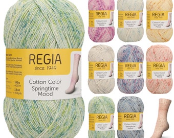 97,50EUR/kg | 100g Regia Cotton Color Springtime Mood | 4-fach 4-fädig Sockenwolle Garn Stricken Häkeln