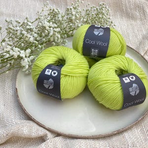 Lana Grossa Cool Wool 50g | Color 2089 yellow-green | Merino wool yarn for knitting and crocheting 119.00 EUR/kg