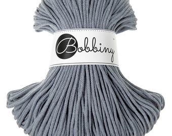Bobbiny Flechtkordel Junior 3mm 100m | Fb. steel | Makramee Textilgarn geflochtene Baumwollschnur Häkeln 0,09EUR/m