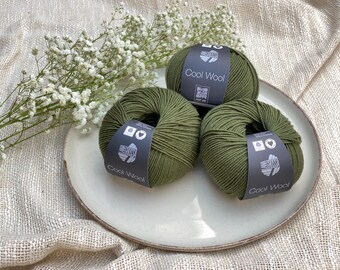 Lana Grossa Cool Wool 50g | Color 2042 dark olive | Merino wool yarn for knitting and crocheting 119.00 EUR/kg