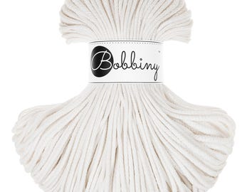 Bobbiny Flechtkordel Junior 3mm 100m | Fb. off white | Makramee Textilgarn geflochtene Baumwollschnur Häkeln 0,09EUR/m