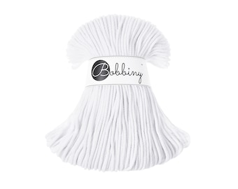 Bobbiny Flechtkordel Junior 3mm 100m | Fb. white | Makramee Textilgarn geflochtene Baumwollschnur Häkeln 0,09EUR/m