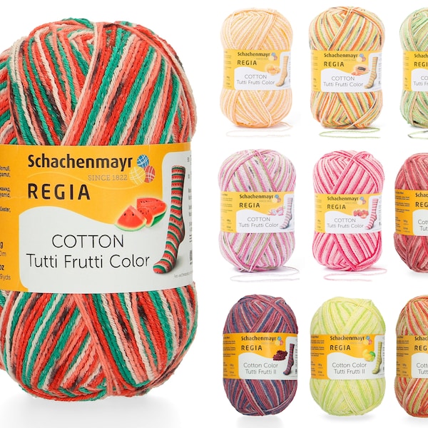 97,50EUR/kg | 100g Regia Cotton Color Tutti Frutti | 4-fach 4-fädig Sockenwolle Garn Stricken Häkeln