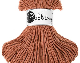 Bobbiny Flechtkordel Junior 3mm 100m | Fb. terracotta | Makramee Textilgarn geflochtene Baumwollschnur Häkeln 0,09EUR/m