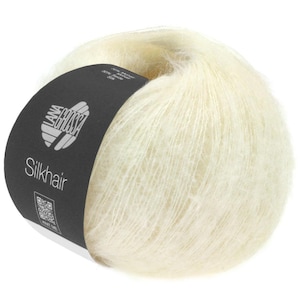 Lana Grossa Silkhair 25g | Color 0117 white | Mohair Superkid Silk Yarn Wool Knitting Crochet 358.00 EUR/kg