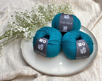 Lana Grossa Cool Wool 50g | Color 2015 petrol green | Merino wool yarn for knitting and crocheting 119.00 EUR/kg
