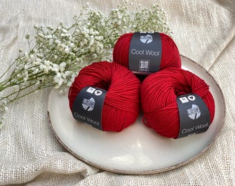 Lana Grossa Cool Wool 50g | Color 0514 dark red | Merino wool yarn for knitting and crocheting 119.00 EUR/kg