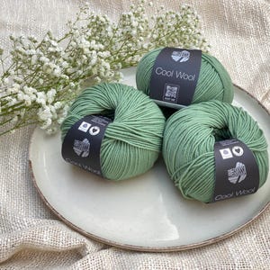 Lana Grossa Cool Wool 50g | Color 2078 reseda green | Merino wool yarn for knitting and crocheting 119.00 EUR/kg