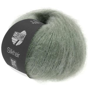 Lana Grossa Silkhair 25g | Color 0105 gray-green | Mohair Superkid Silk Yarn Wool Knitting Crochet 358.00 EUR/kg