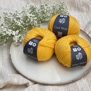 Lana Grossa Cool Wool 50g | Color 0419 yellow | Merino wool yarn for knitting and crocheting 119.00 EUR/kg