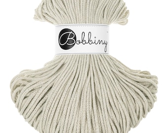 Bobbiny Flechtkordel Junior 3mm 100m | Fb. pale olive | Makramee Textilgarn geflochtene Baumwollschnur Häkeln 0,09EUR/m
