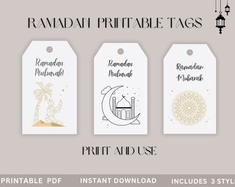 Printable Ramadan Mubarak Gift Tag, Custom Ramadan Kareem Gift tag for everyone, Happy Ramadan, Ramadan tags.