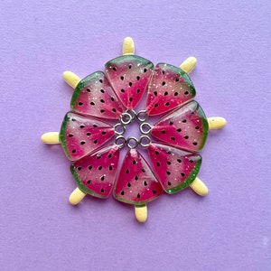 Watermelon Pendant Charm, Fruit Flatback Pendant, Cabochon for Bath Bomb Gift Charms with Eye Hook, Jewelry Supply
