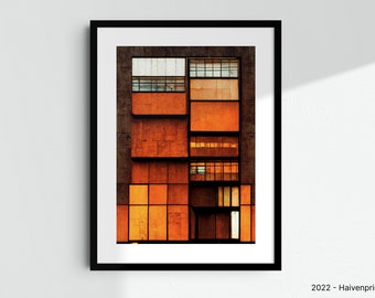Architecture Poster Orange Geometry Abstract Wall Poster Print