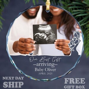 Ultrasound Christmas Ornament, Sonogram Ornament, Pregnancy Announcement Glass Ornament, Gender Reveal Ornament, Babys First Christmas