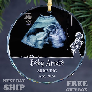 Ultrasound Christmas Ornament, Sonogram Ornament,Pregnancy Announcement Ornament, Gender Reveal Ornament, Babys First Christmas
