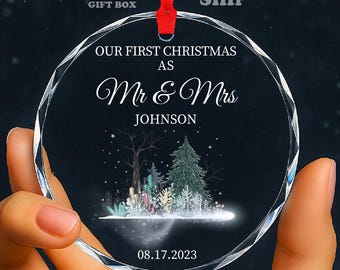 Personalized First Christmas Glass Ornament | New Couple Keepsake