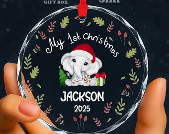 Personalized Baby's First Christmas Ornament | Elephant Keepsake
