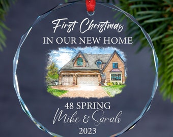 Personalized New Home Photo Glass Ornament, Housewarming Gift, Custom House Address Ornament, Realtor Client Gift, Couples Home Ornament