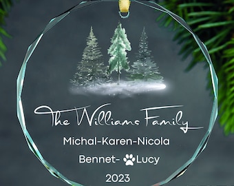 Custom Family Chritsmas Glass Ornaments | Family Christmas Tree Keepsake | Family Christmas Ornament | Personalized Family Ornament Gifts