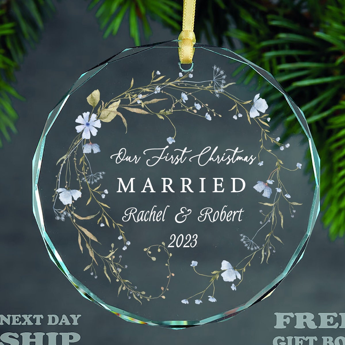Our First Christmas Married Glass Ornament - Etsy