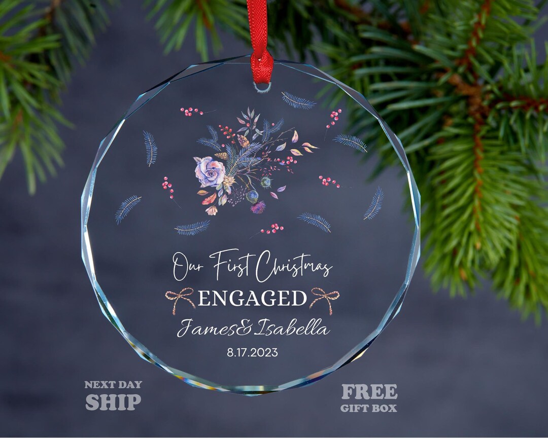 Our First Christmas Engaged Ornament Engaged Couple 2025