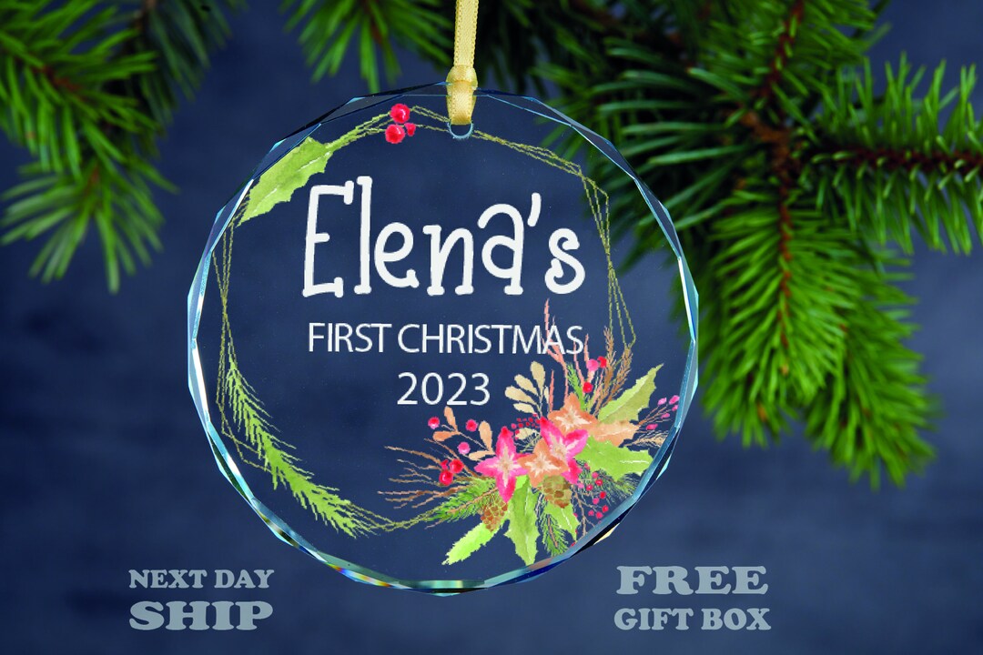 Baby's First Christmas Glass Ornament Personalized First Christmas Baby