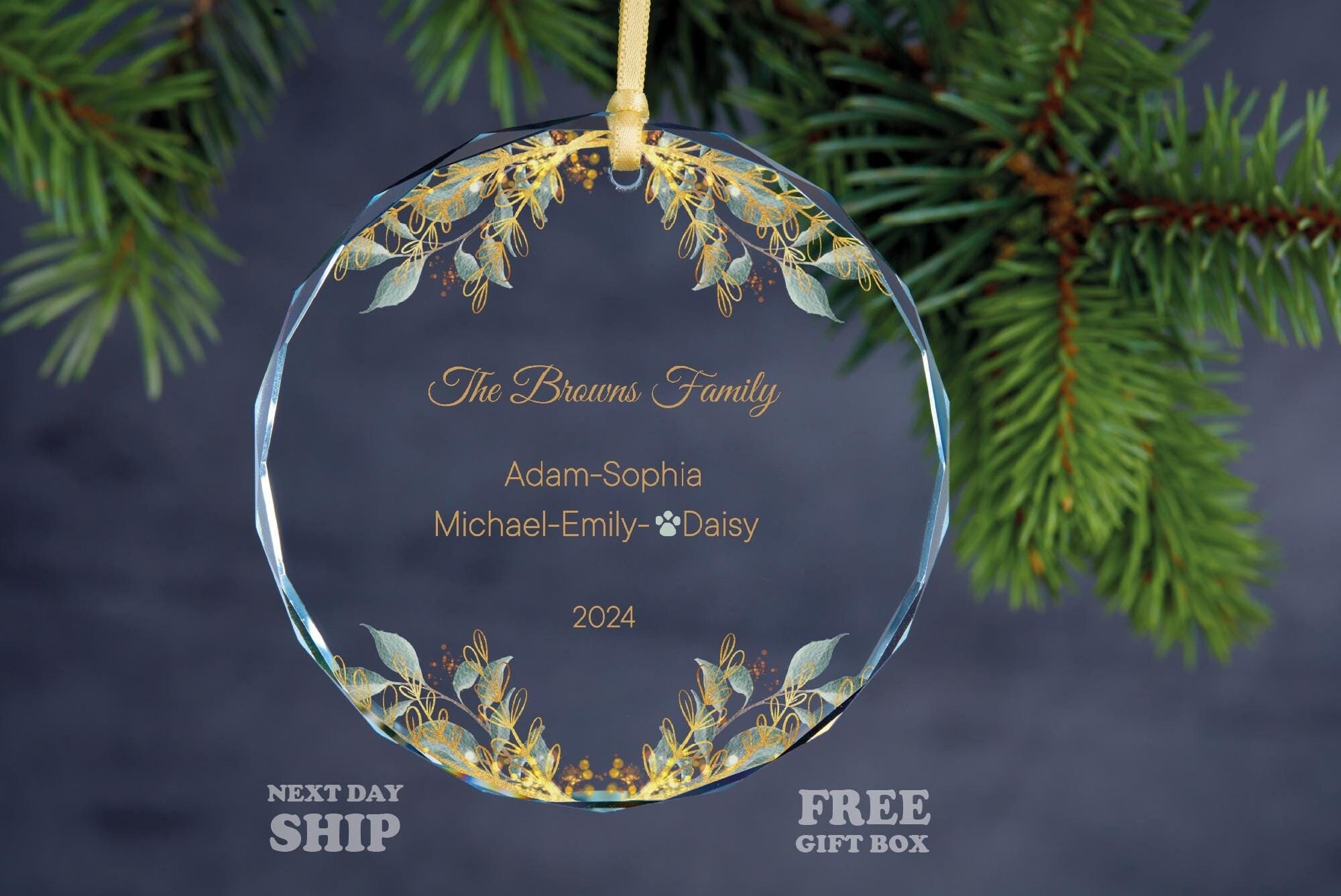 Family Christmas Ornament, Personalized Family Christmas Ornament, Family Glass Ornament,2024 Family GLASS Ornament, Custom Family Keepsake