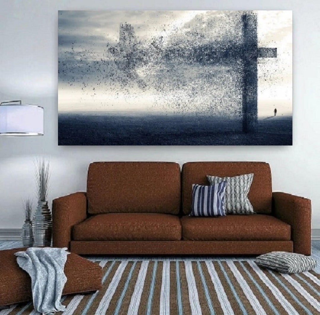 A Cross and Dove Wind Canvas Wall Art Design Poster Print - Etsy