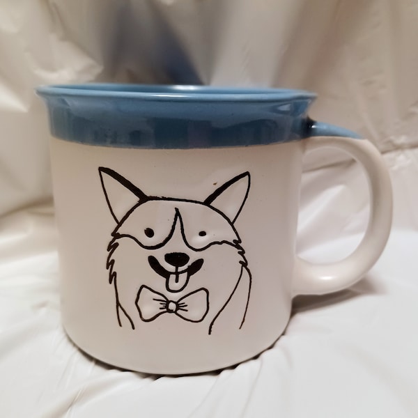Happy Husky Dog Coffee Mug Pottery Ceramic New