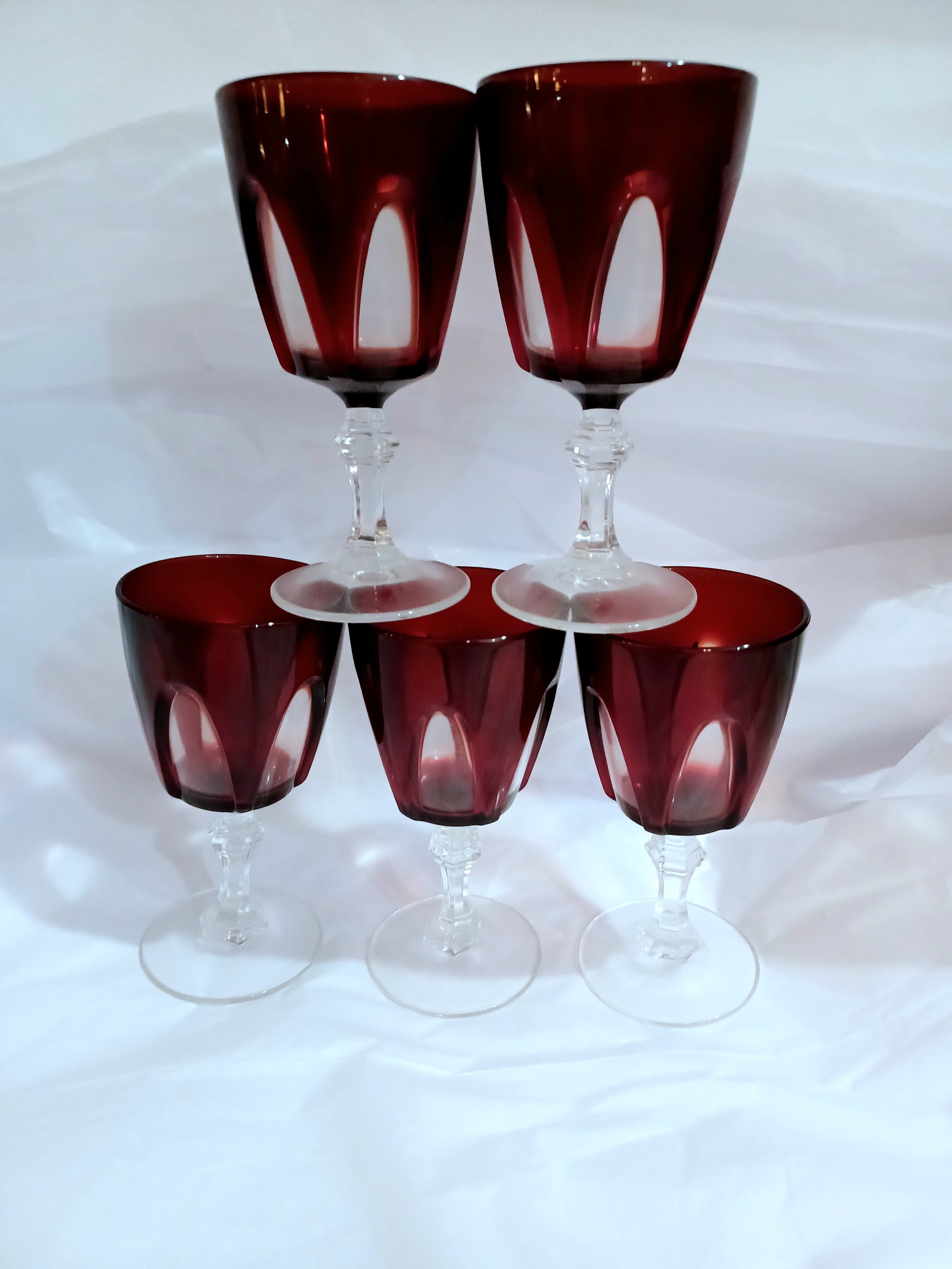 Antique Victorian short stemmed sherry glasses, liqueur, pair - Ruby Lane