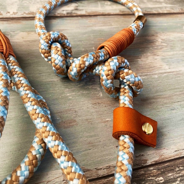 Tauleine Moxonleine Retriever leash made of 10 mm PPM with leather stopper and knot stopper hand strap