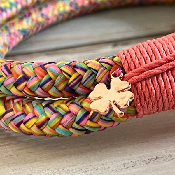 Zugstopp Halsband und Tauleine Flowerpower mit Roségold